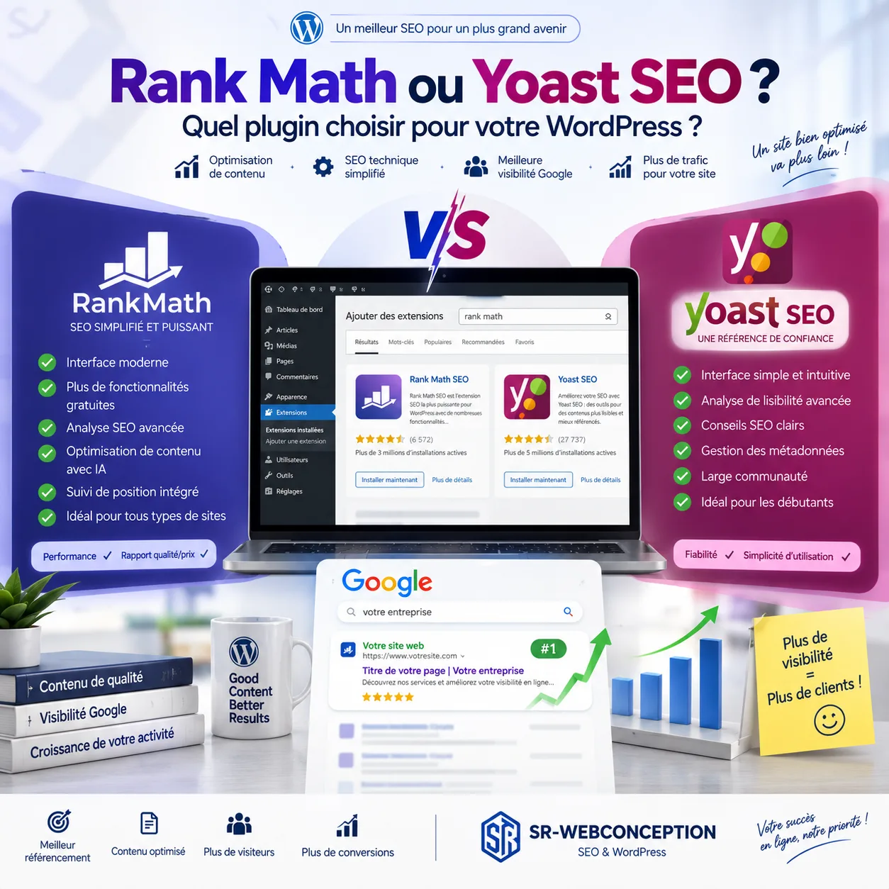 Rank Math ou Yoast SEO : lequel choisir pour votre site WordPress ?